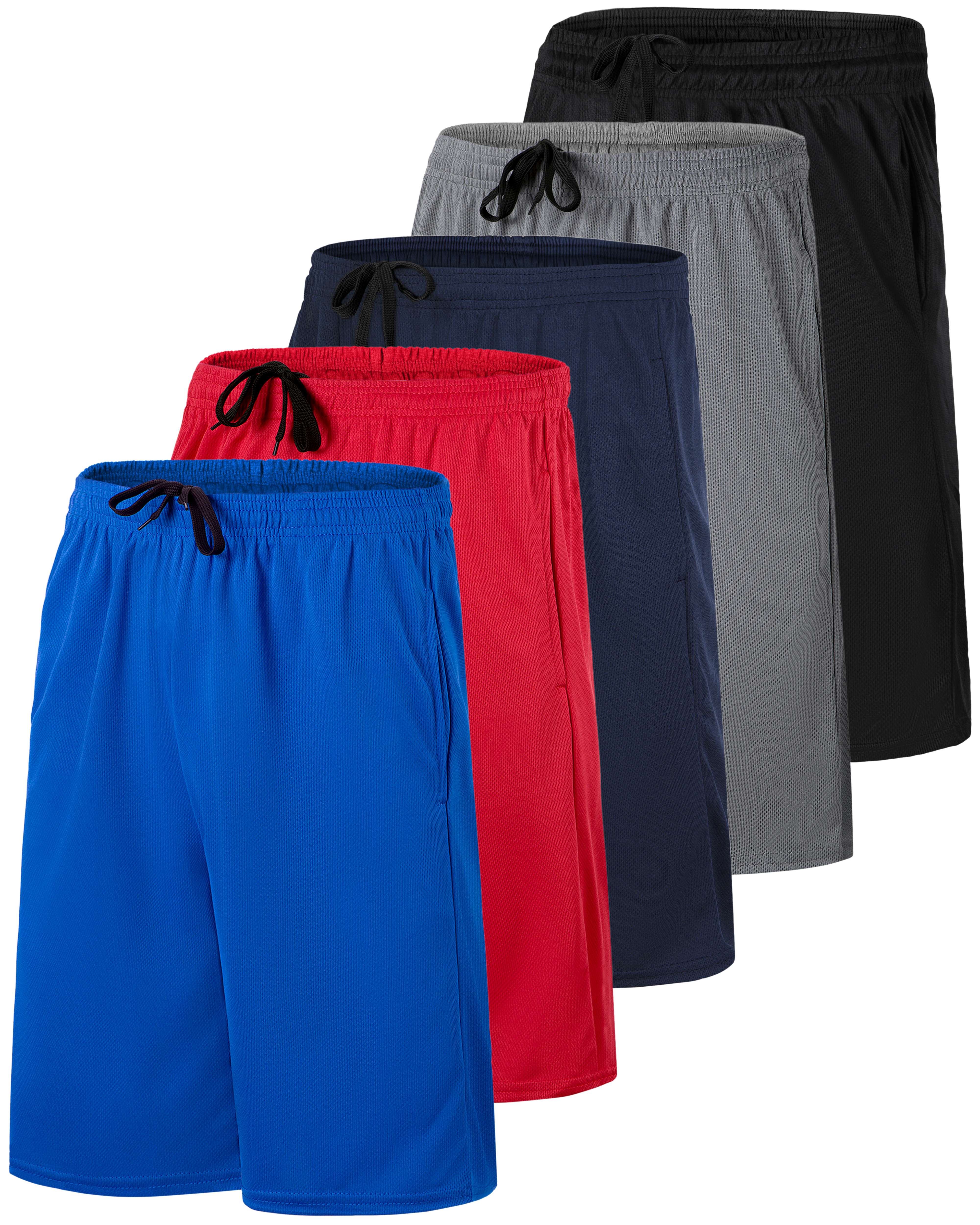 5 Pack: Men's Mesh Athletic Gym Shorts