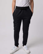 Real Essentials 3 Pack Boys' Cotton Cargo Fleece Joggers Sweatpants Pockets Athletic Kids - Set 5