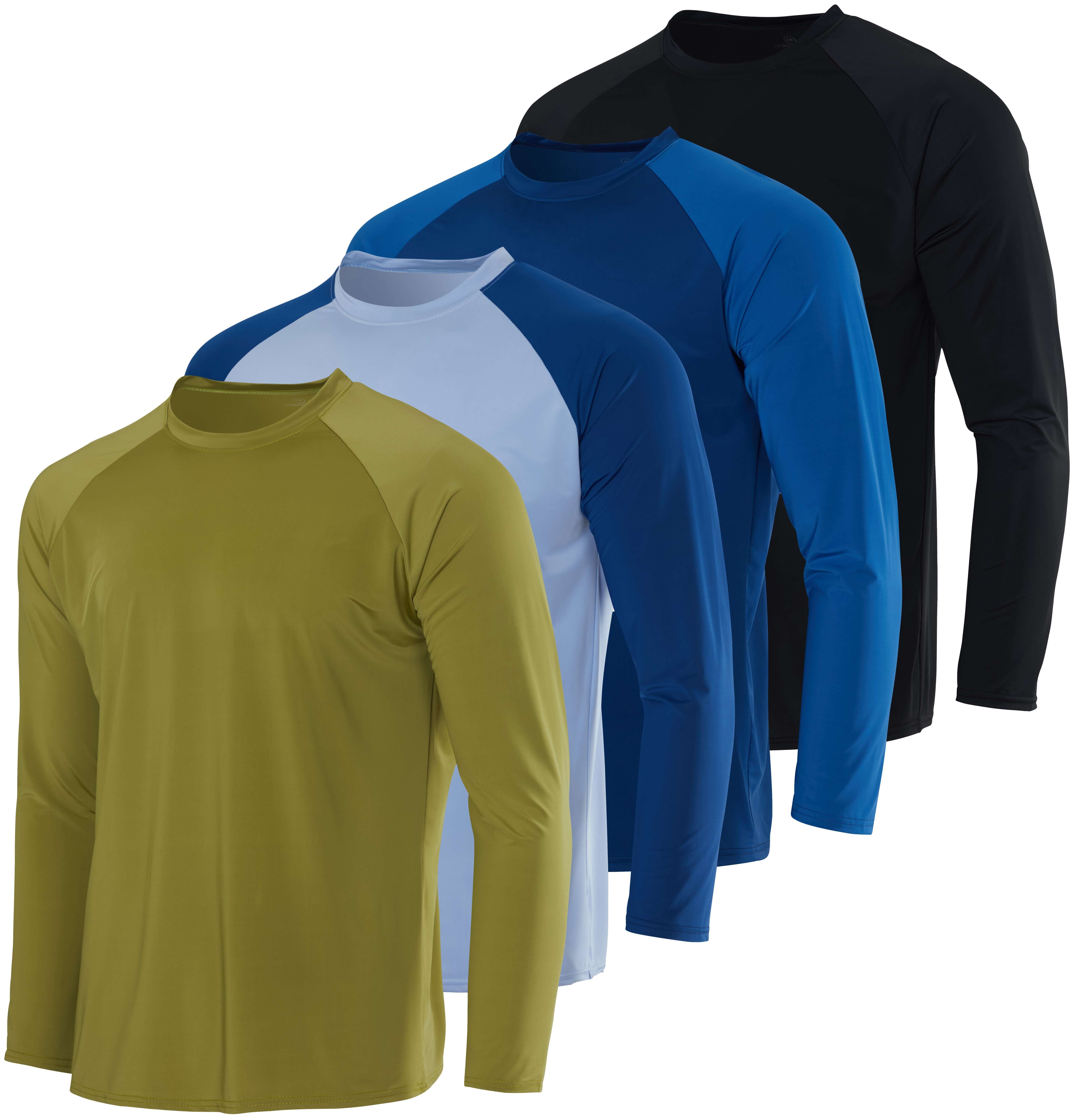 Real Essentials 4 Pack: Boys' Rash Guard Long Sleeve Swim Shirt UV Sun Protection Fishing & Swimwear Tops for Kids