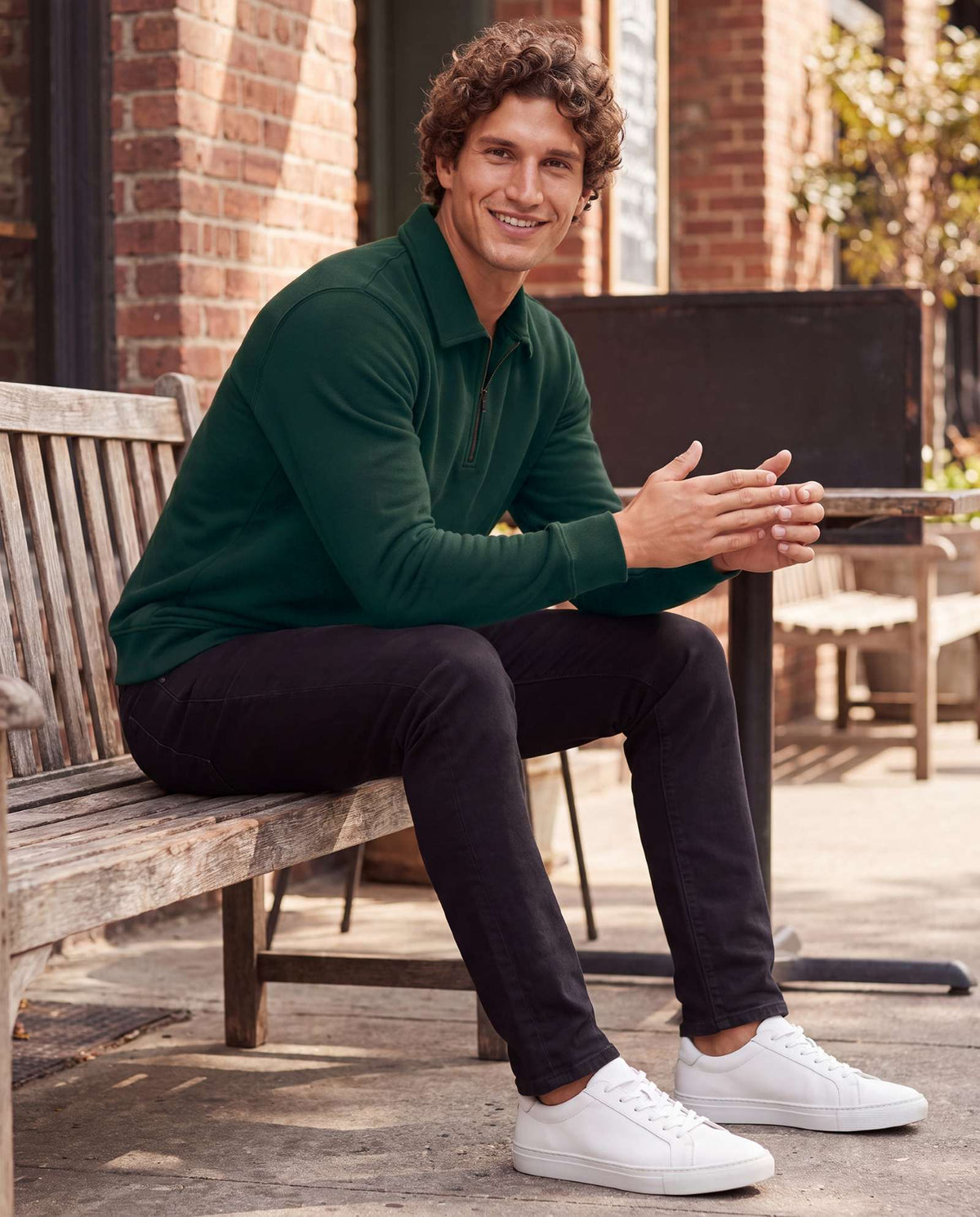 Real Essentials 2 Pack Mens Fleece Quarter Zip Sweatshirt Sweater Collared Long Sleeve Top - Solid Chocolate Torte, Solid Pine Grove