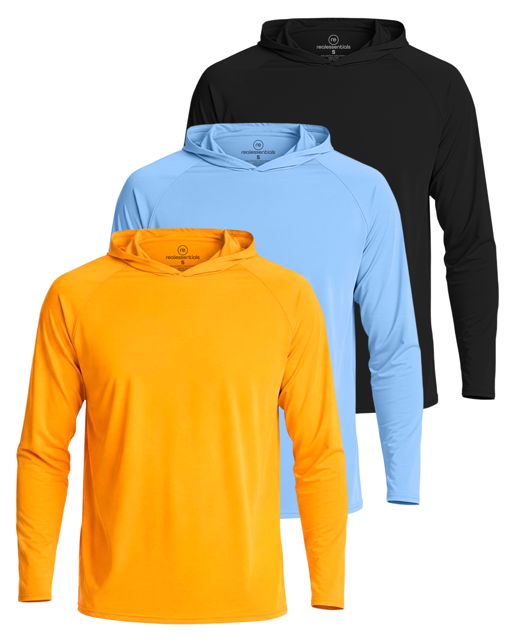 3 Pack: Men's Rash Guard Hoodie (Available In Big & Tall)