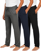 Real Essentials 3 Pack Boys' Pajama Sweatpants Joggers Open Bottom Kids Teens PJs Sweats - Set 2