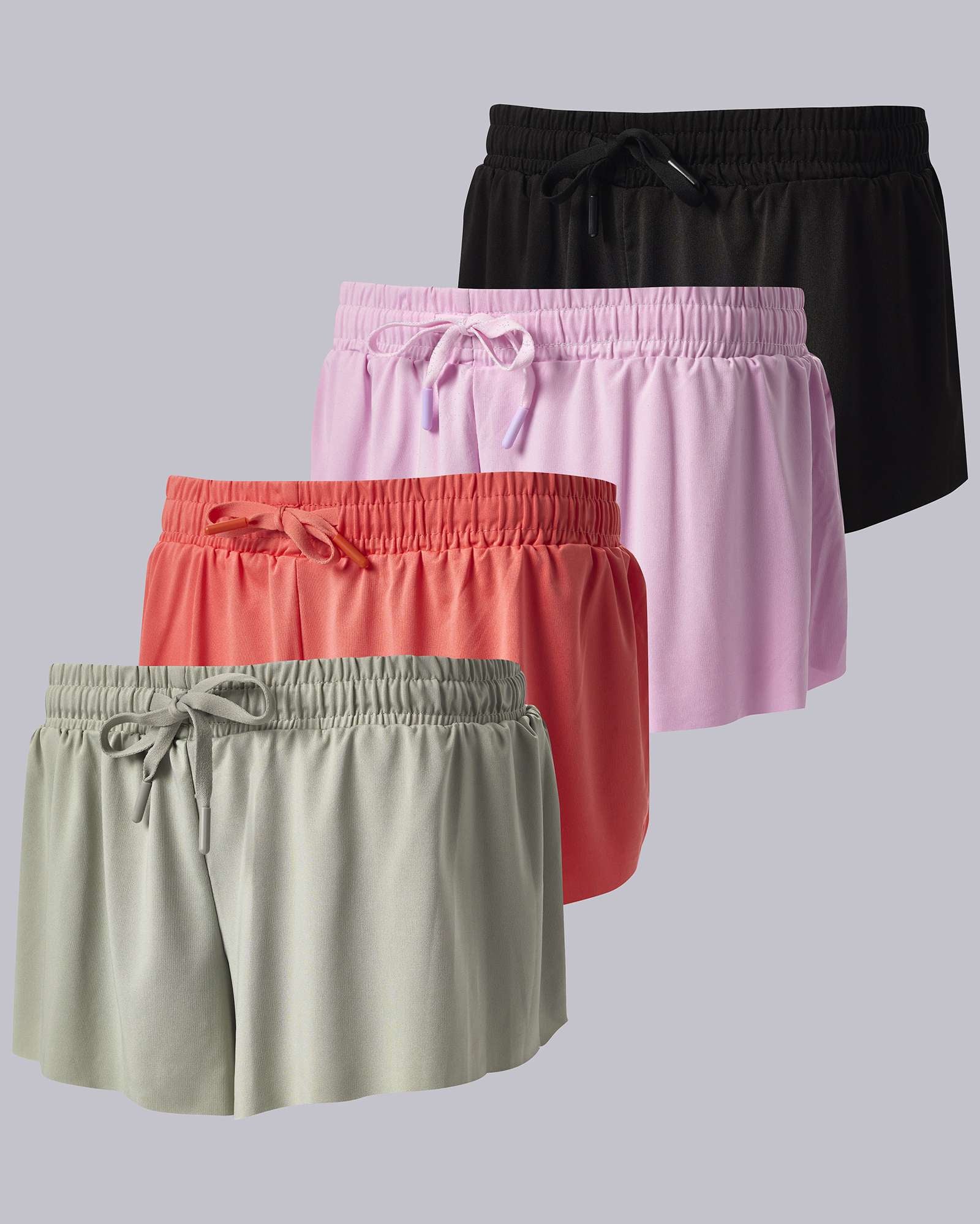 4 Pack: Girls 2-in-1 Flowy Shorts with Spandex Liner Youth Butterfly Skirts - Athletic Dance