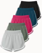 Real Essentials 5 Pack Women's Dry Fit Dolphin Shorts Athletic Running Workout Gym Hiking - Set 3