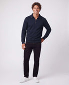 Real Essentials 2 Pack Mens Fleece Quarter Zip Sweatshirt Sweater Collared Long Sleeve Top - Solid Navy Blazer, Charcoal Heather