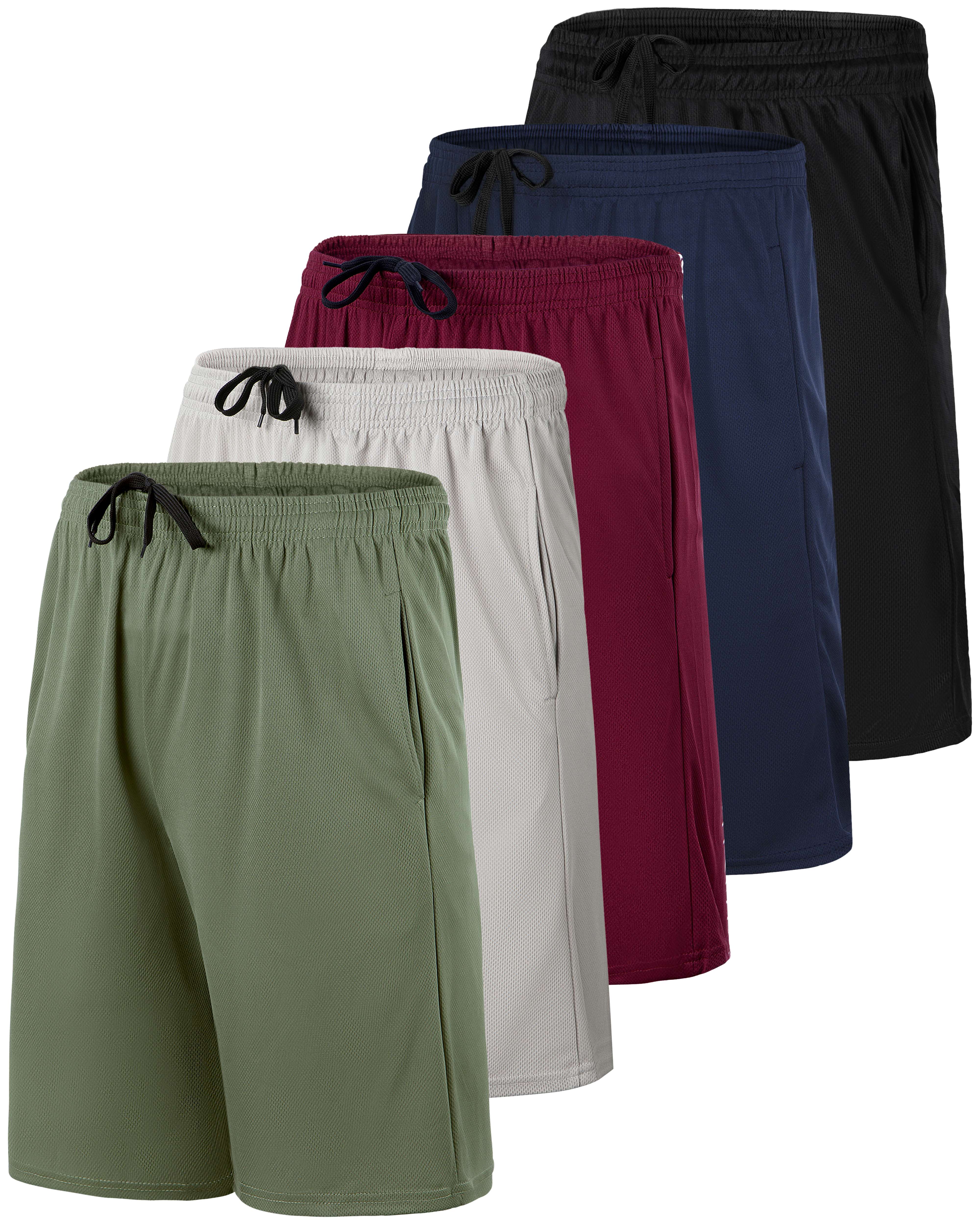 5 Pack: Men's Mesh Athletic Gym Shorts