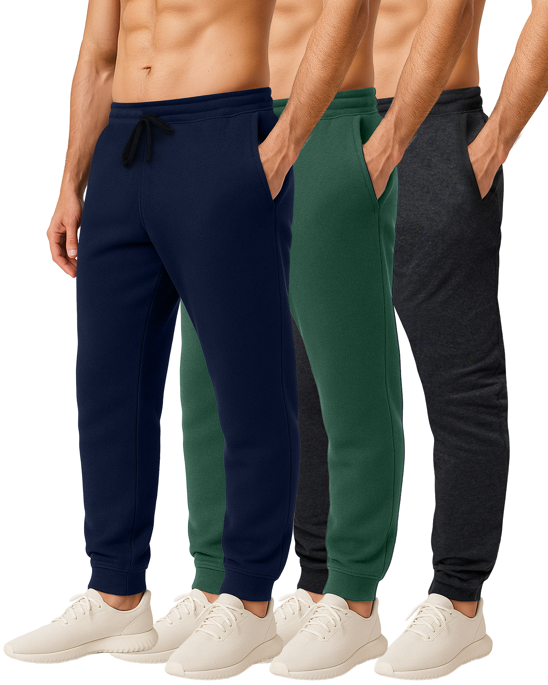 3 Pack: Mens Fleece Jogger Sweatpants
