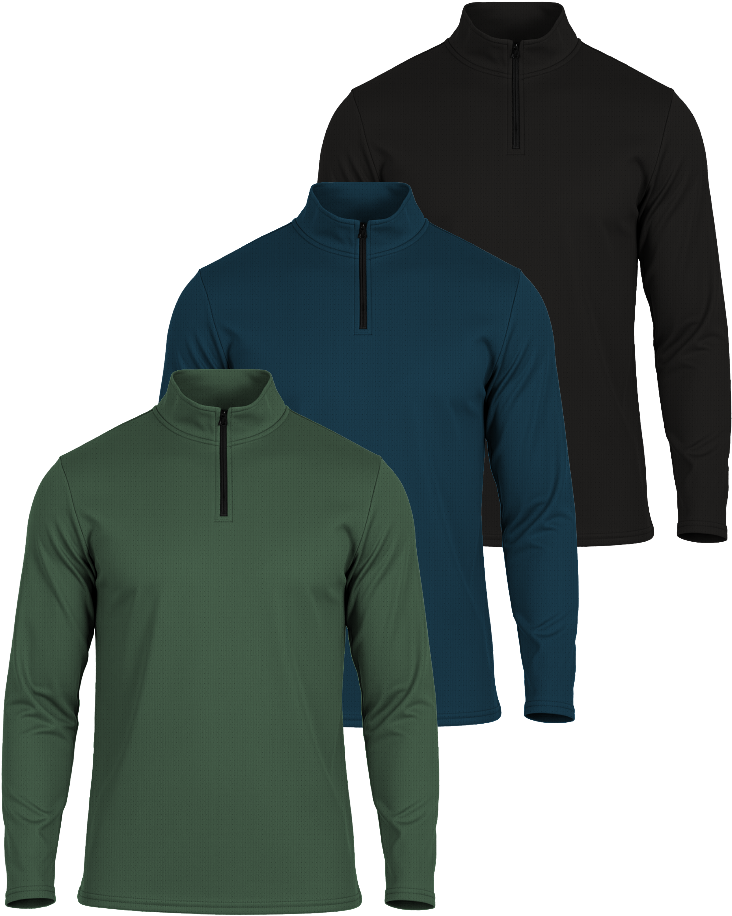 3 Pack: Mens Mesh Active Quarter Zip Pullover