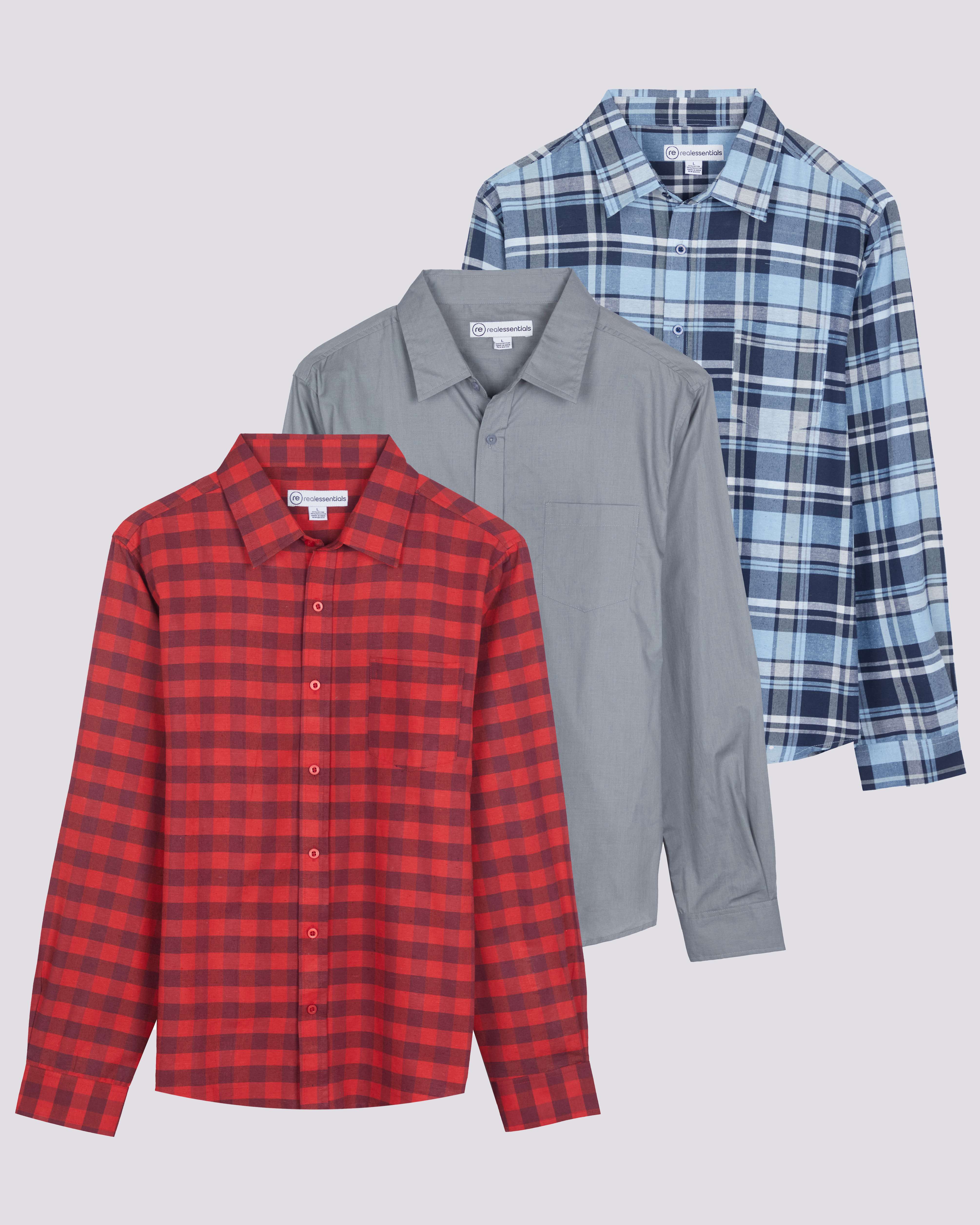 3 Pack: Men's Regular-Fit Long Sleeve Poplin Shirt (Available in Big & Tall)