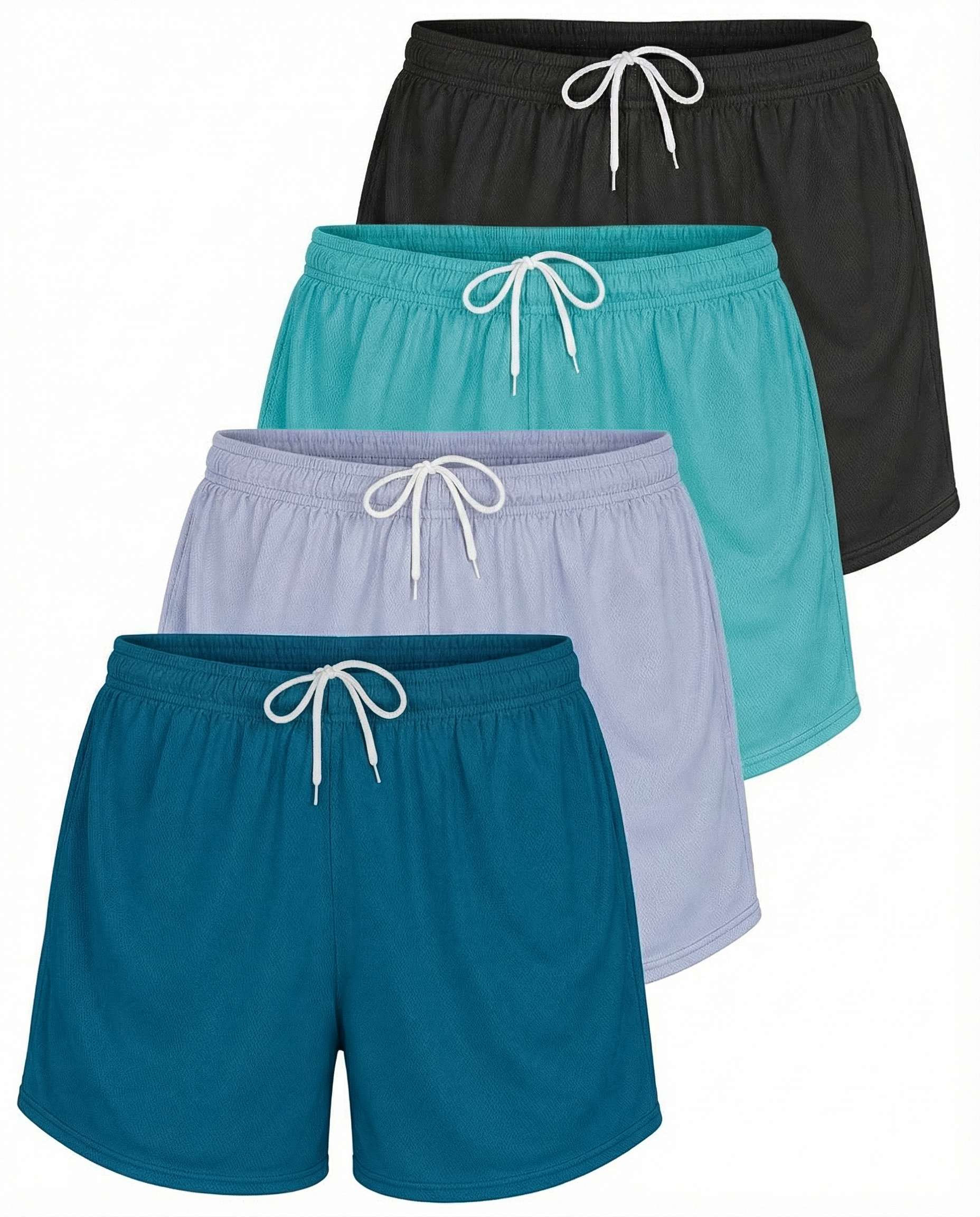 4 Pack: Womens Active Mesh Shorts