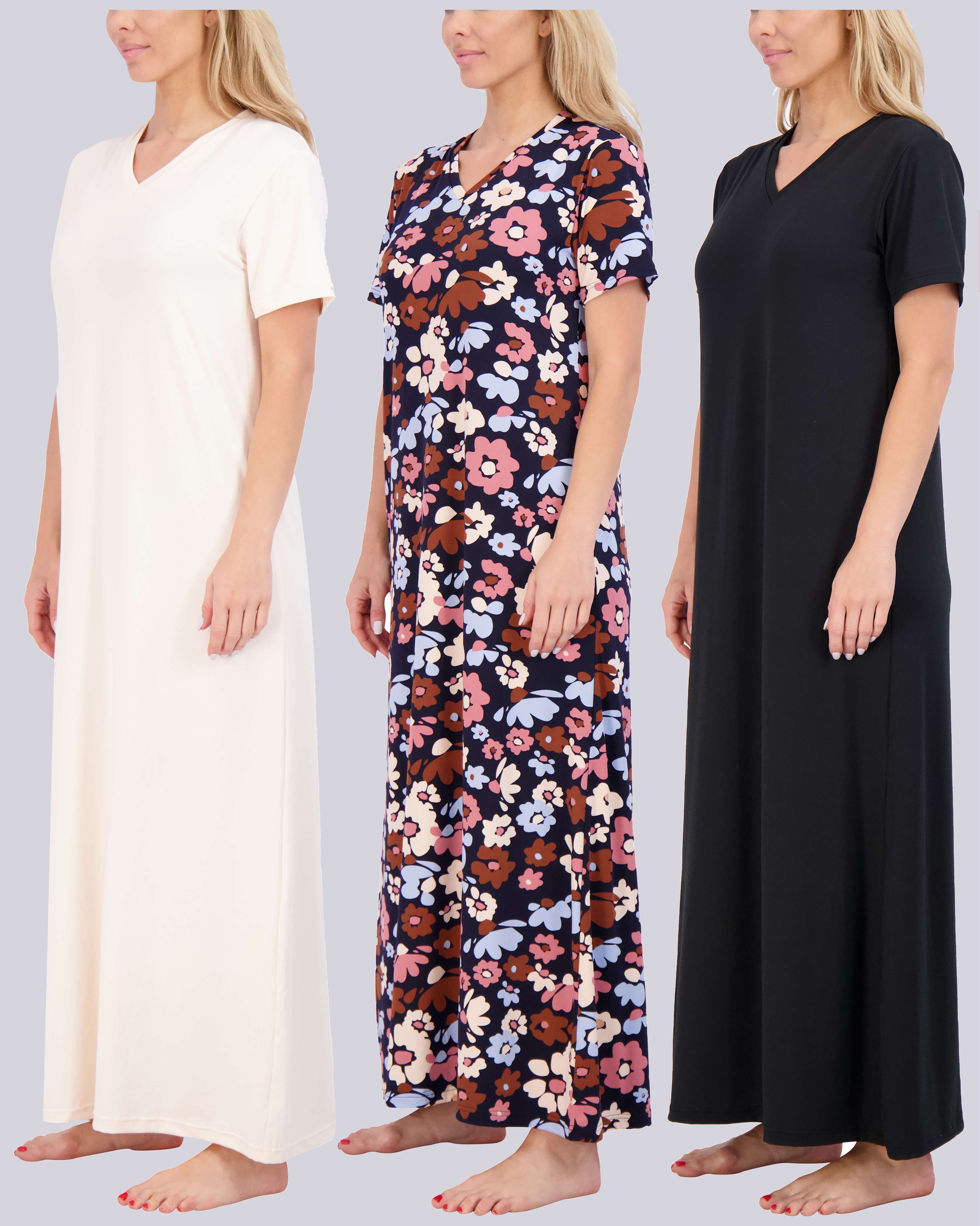 3 Pack: Women's Soft Maxi Nightshirt (Available in Plus Size)