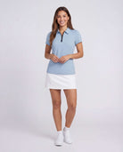 Real Essentials 3 Pack Women's Dry Fit Golf Polo Shirts with Zipper Short Sleeve Collared - Solid Black, Solid Ballad Blue, Solid Pale Lilac