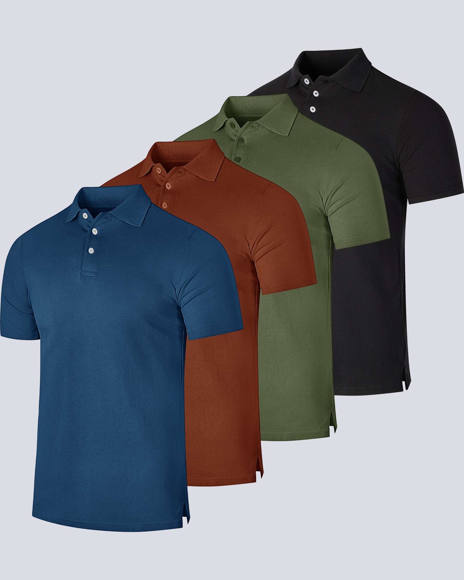 4 Pack: Men's Cotton Pique Short Sleeve Polo Shirt - Performance Polo (Available In Big & Tall)