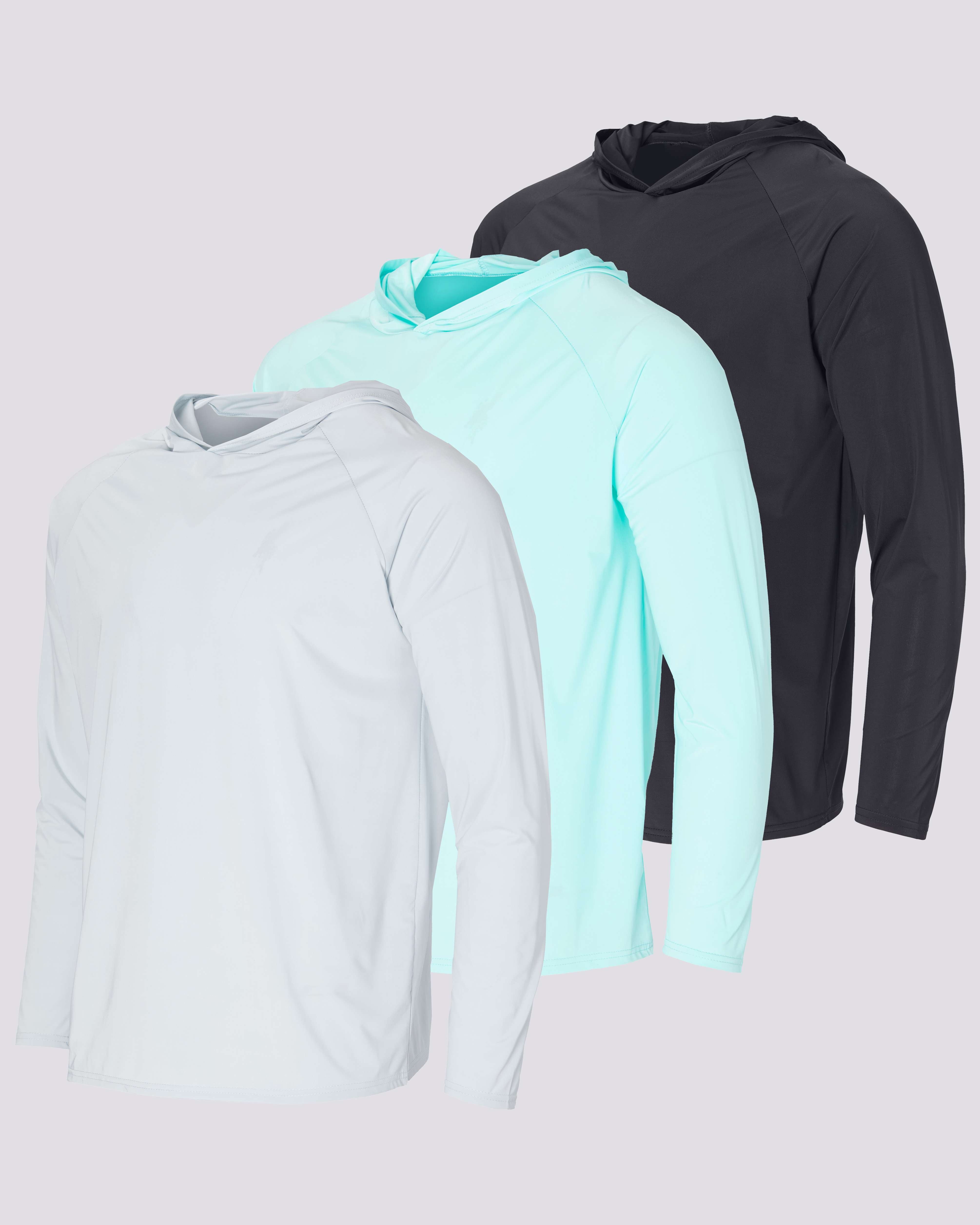 3 Pack: Men's Rash Guard Hoodie (Available In Big & Tall)