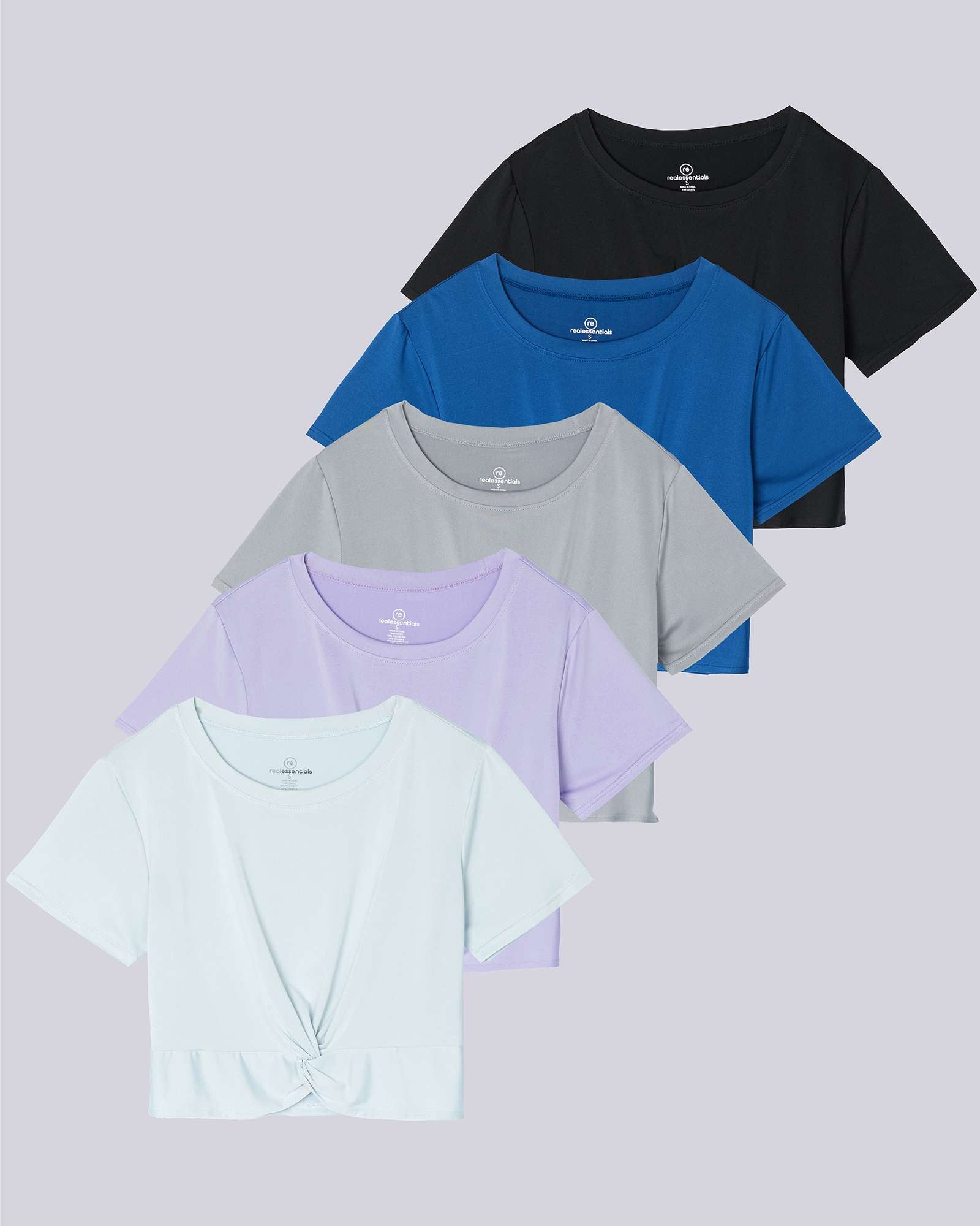 5 Pack: Women's Short Sleeve Twist Front Crop Top
