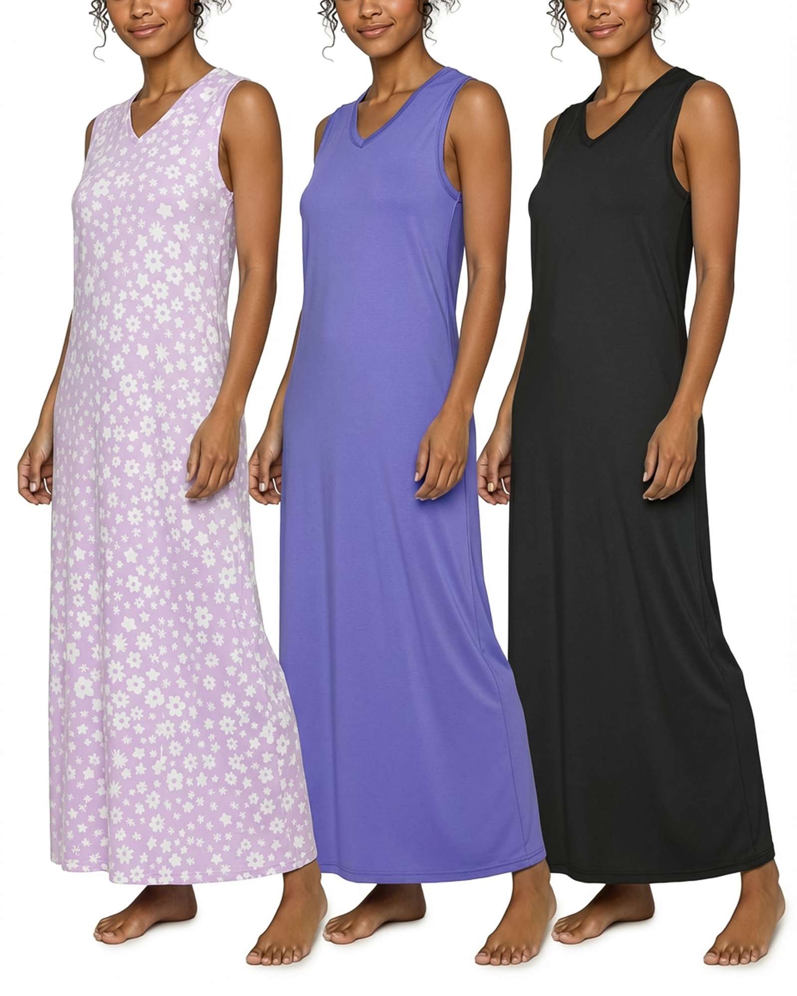 3 Pack: Women's Soft Tank Nightgown (Available in Plus Size)