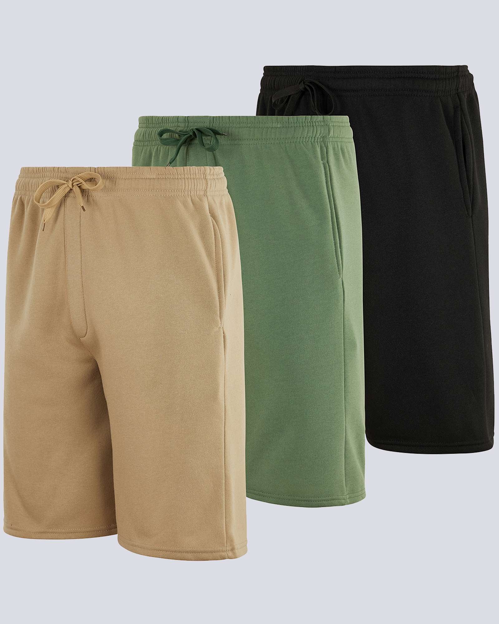 3 Pack: Mens 9" Fleece Casual Lounge Shorts