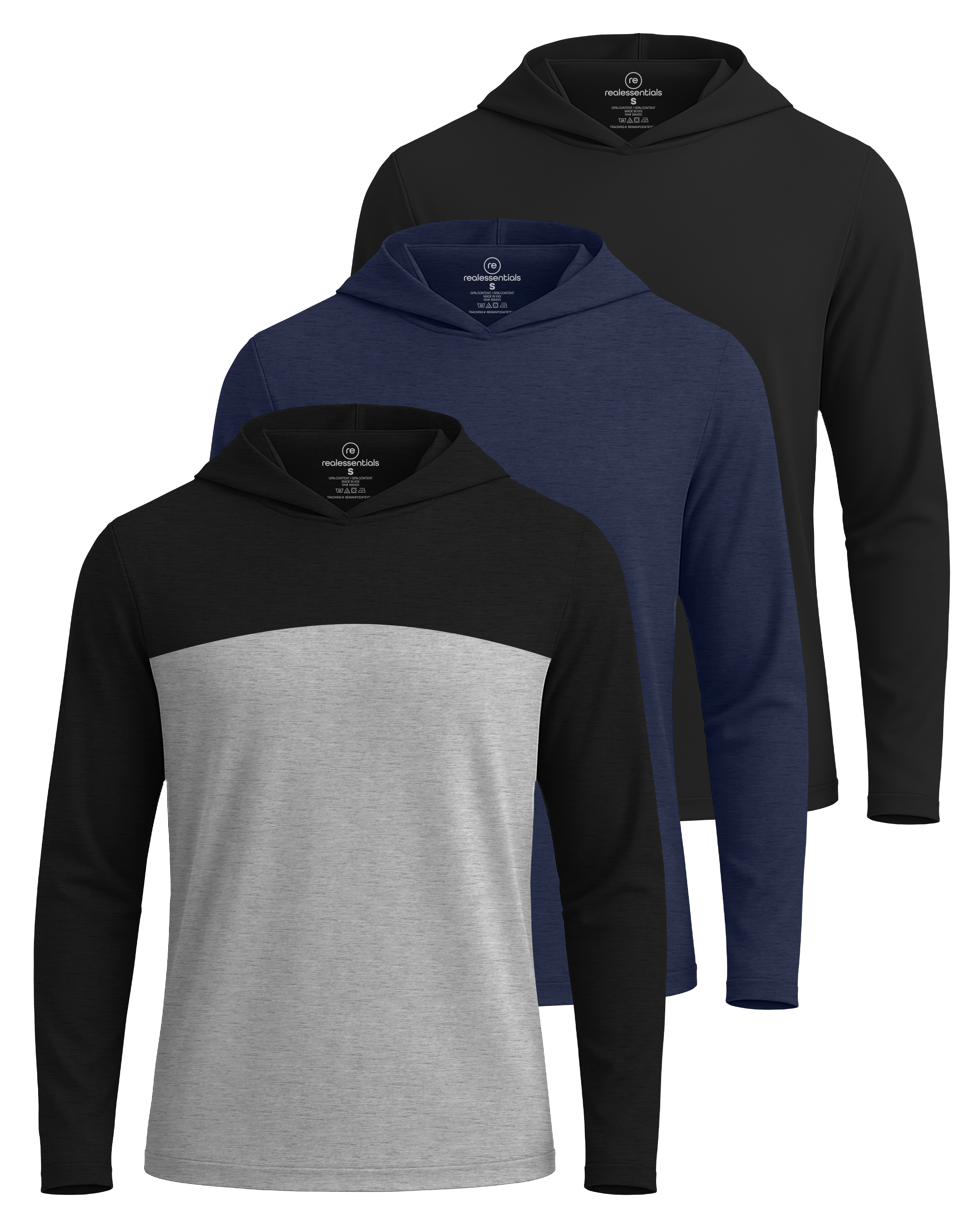 3 Pack: Mens Dry Fit Active Hoodie Pullover Sweatshirt