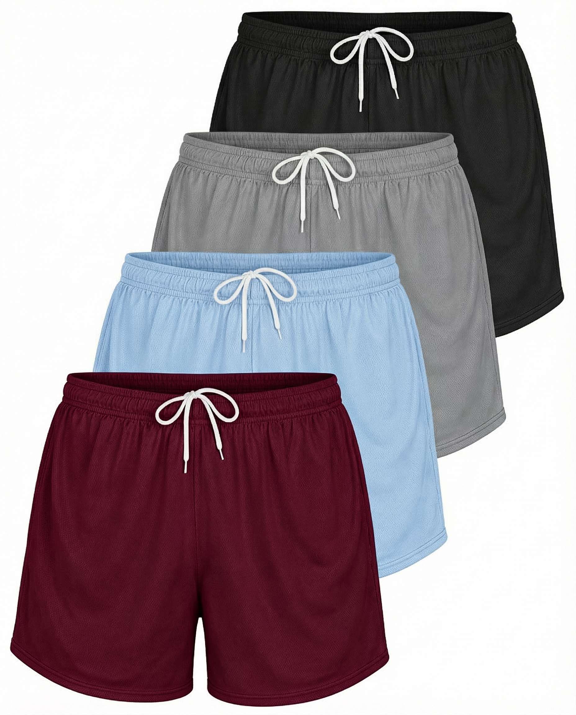 4 Pack: Womens Active Mesh Shorts