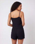 Real Essentials 2 Pack Women's Pajama Sets 2 Piece Ribbed Cropped Cami Shorts Sleepwear PJs - Solid Black, Grey Heather
