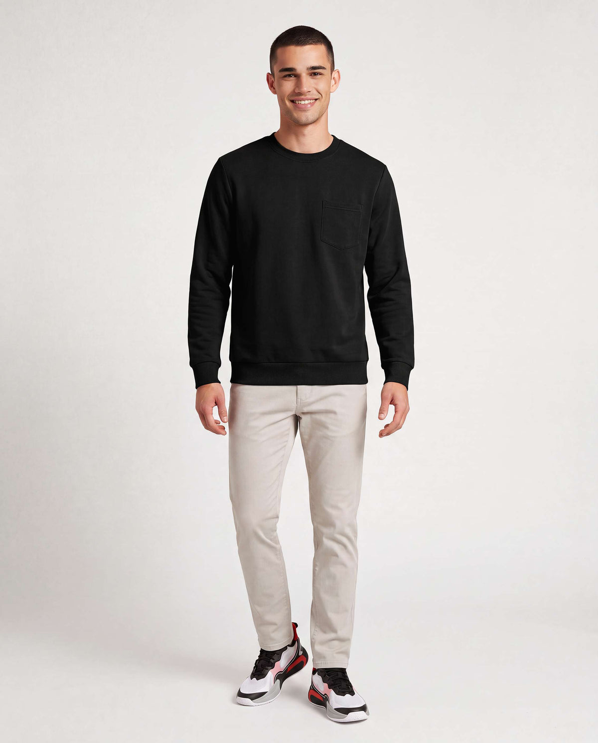 Real Essentials 3 Pack Mens Fleece Pocket Sweatshirt Pullover Long Sleeve Shirts Sweater - Solid Black, Solid Pine Grove, Solid Northern Droplet