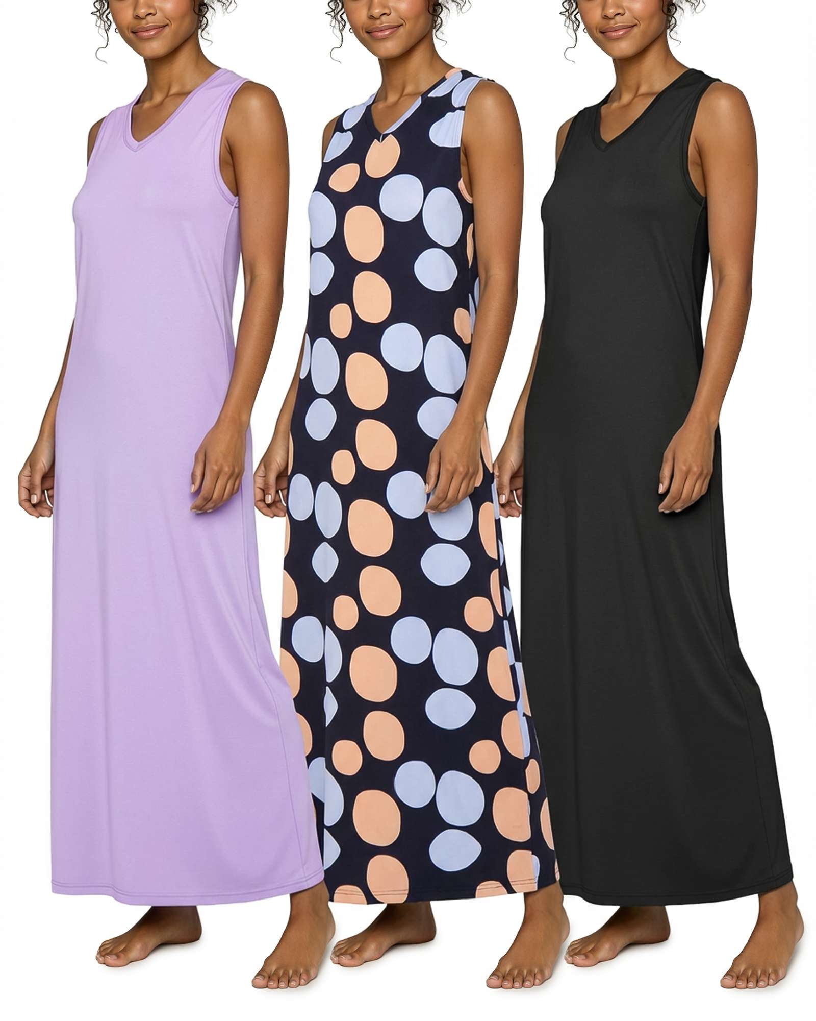 3 Pack: Women's Soft Tank Nightgown (Available in Plus Size)