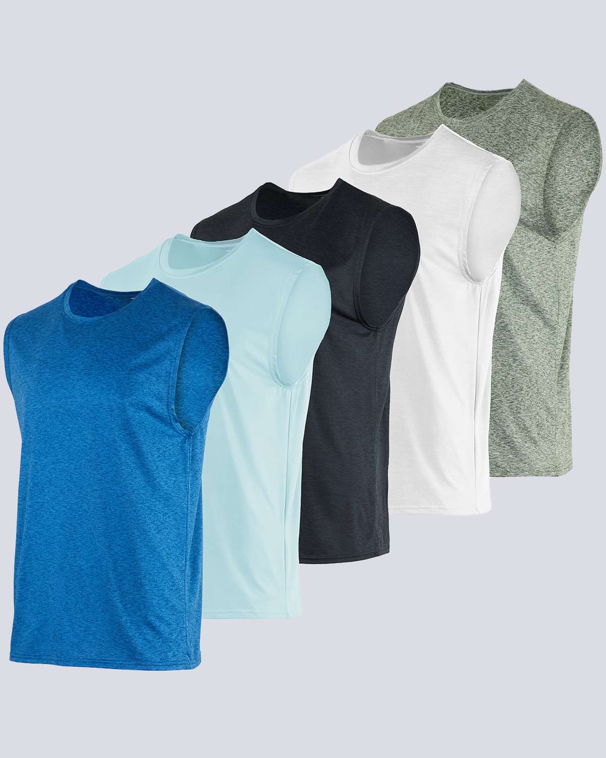 5 Pack: Mens Dry-Fit Active Tech Tank Top