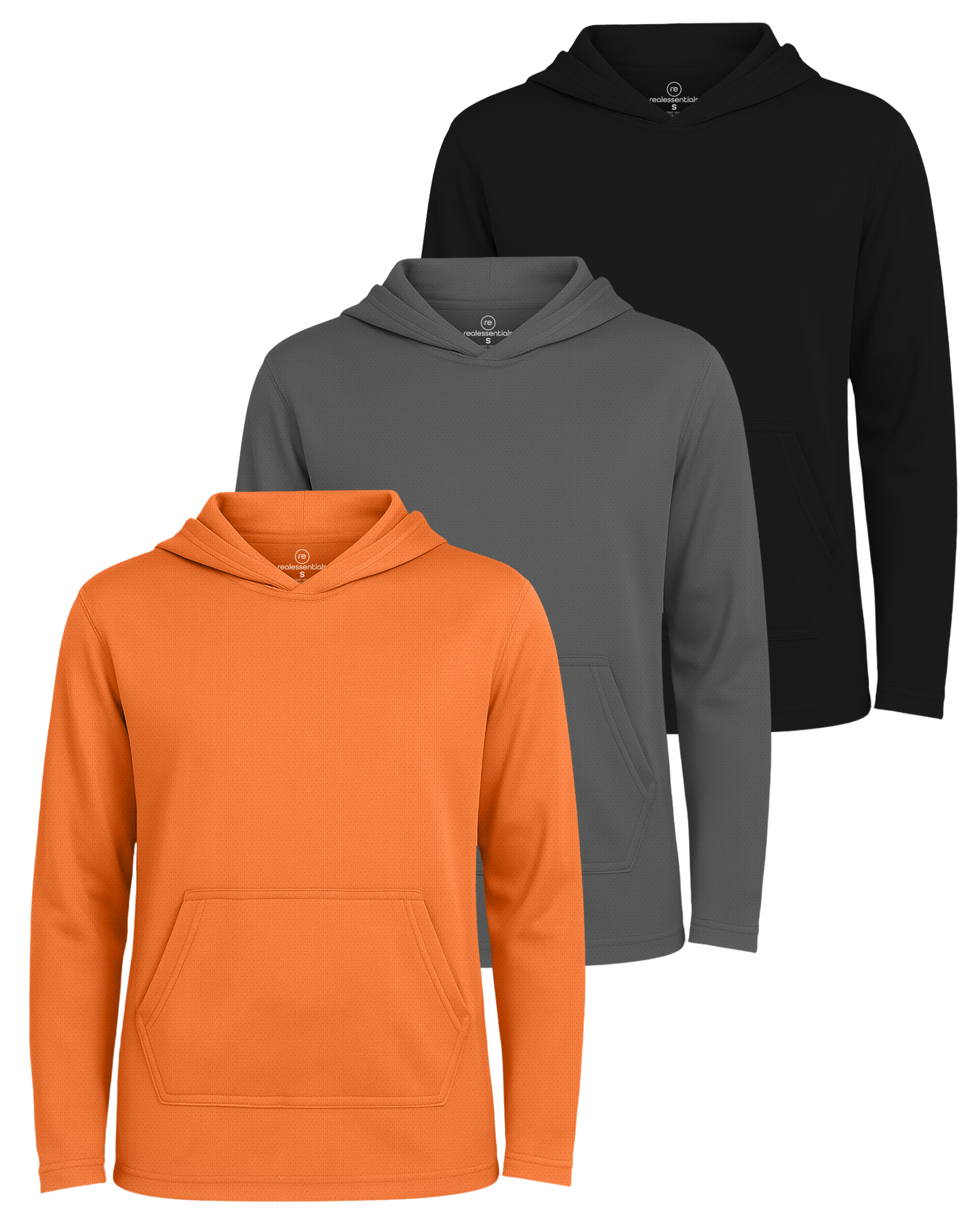 3 Pack: Boys Mesh Long Sleeve Pullover Hoodie Active Sweatshirt