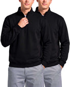 Real Essentials 2 Pack Mens Fleece Sweatshirt Sweater Half Zip Pullover Long Sleeve Casual - Solid Black, Solid Black