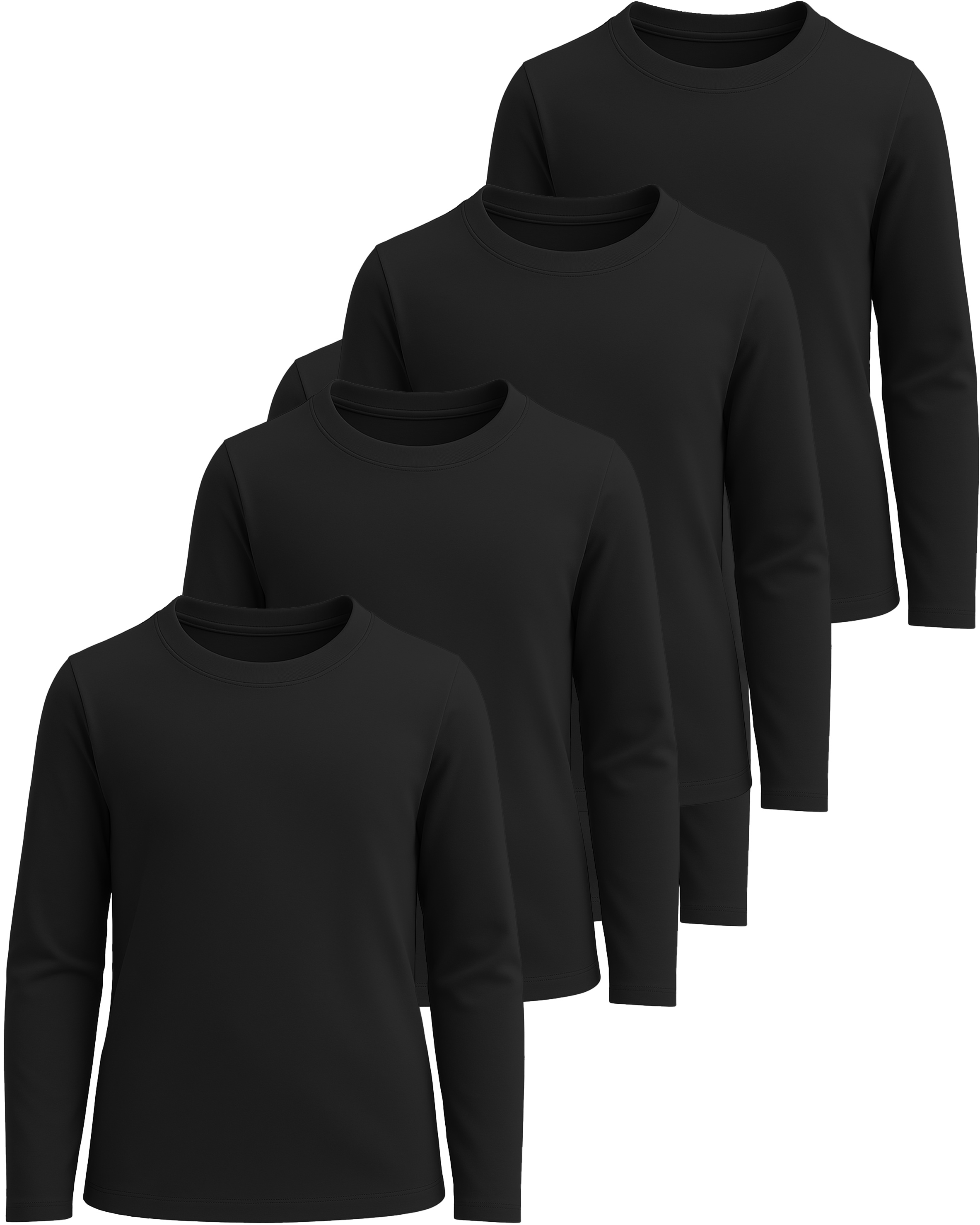 4 Pack: Girls Cotton Long Sleeve T Shirts Teens Tops Athletic Tee Plain Basic Multipack Youth Kids