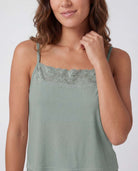 Real Essentials 2 Pack Women's Pajama Sets 2 Piece Lace Trim Cami Tank Shorts Sleepwear PJs - Solid Iceberg Green, Solid Orchid Petal