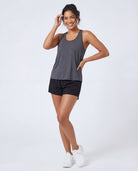 Real Essentials 5 Pack Women's Racerback Crop Tank Tops Dry Fit Workout Athletic Gym Yoga - Solid Black, Solid Navy Blazer, Solid Quiet Shade, Solid Burgundy, Solid Bright White