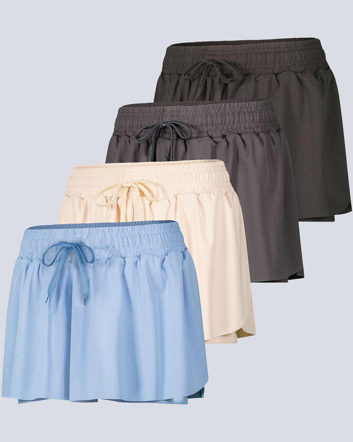 4 Pack: Womens Flowy Dry Fit Running Short - Gym Yoga Workout Summer Shorts (Available In Plus Size)