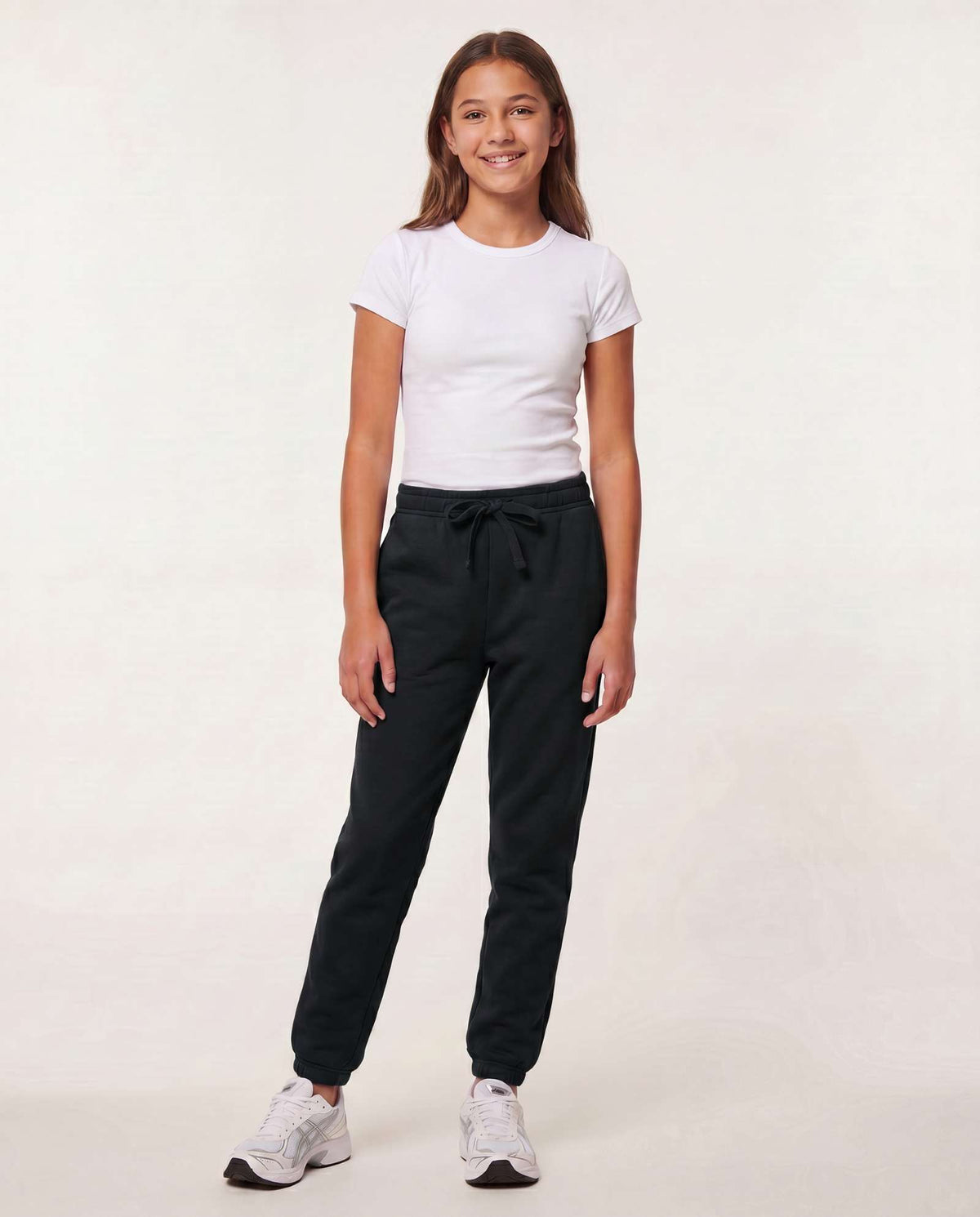 Real Essentials 3 Pack Girls' Cotton Fleece Joggers Sweatpants Kids Teens Pants Sweats - Solid Black, Solid Black, Solid Black