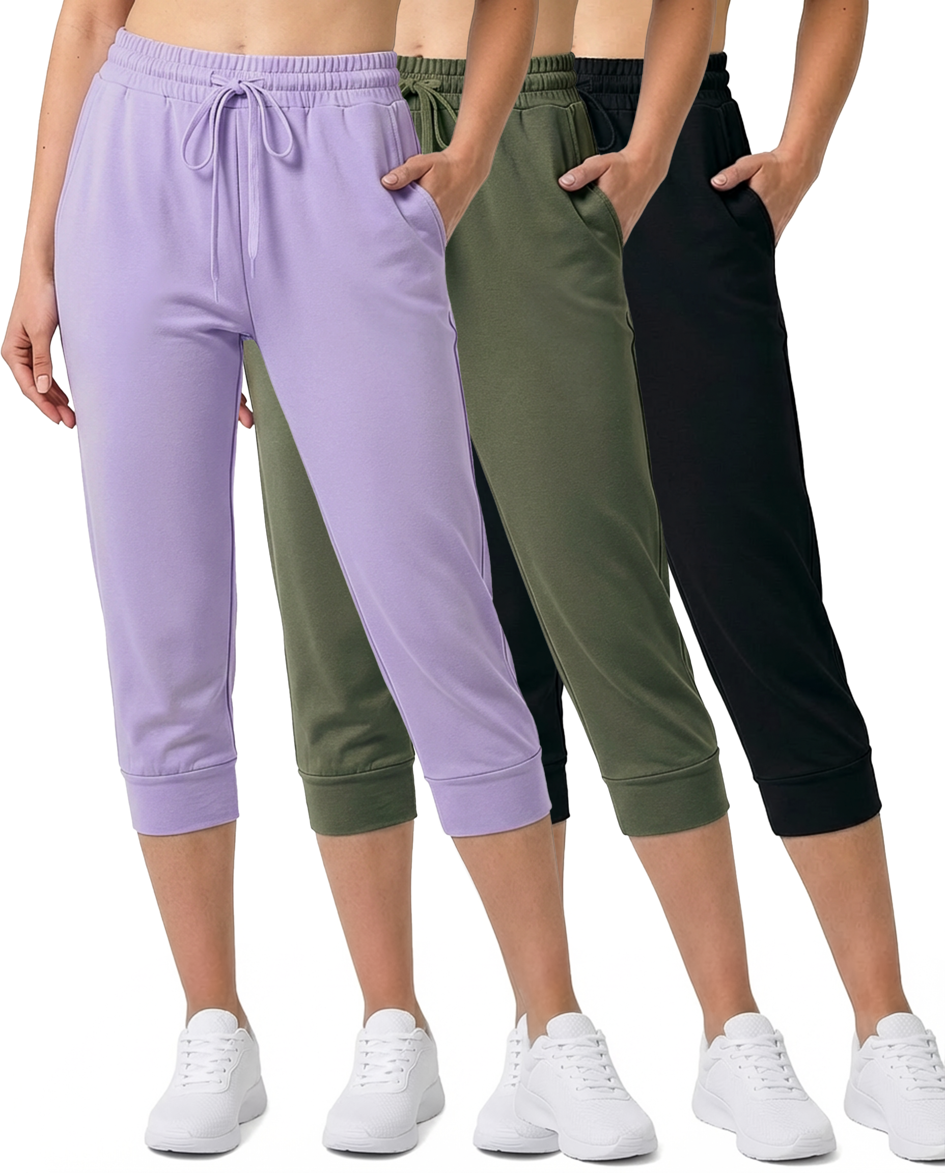 3 Pack: Women's Capri Joggers (Available in Plus Size)