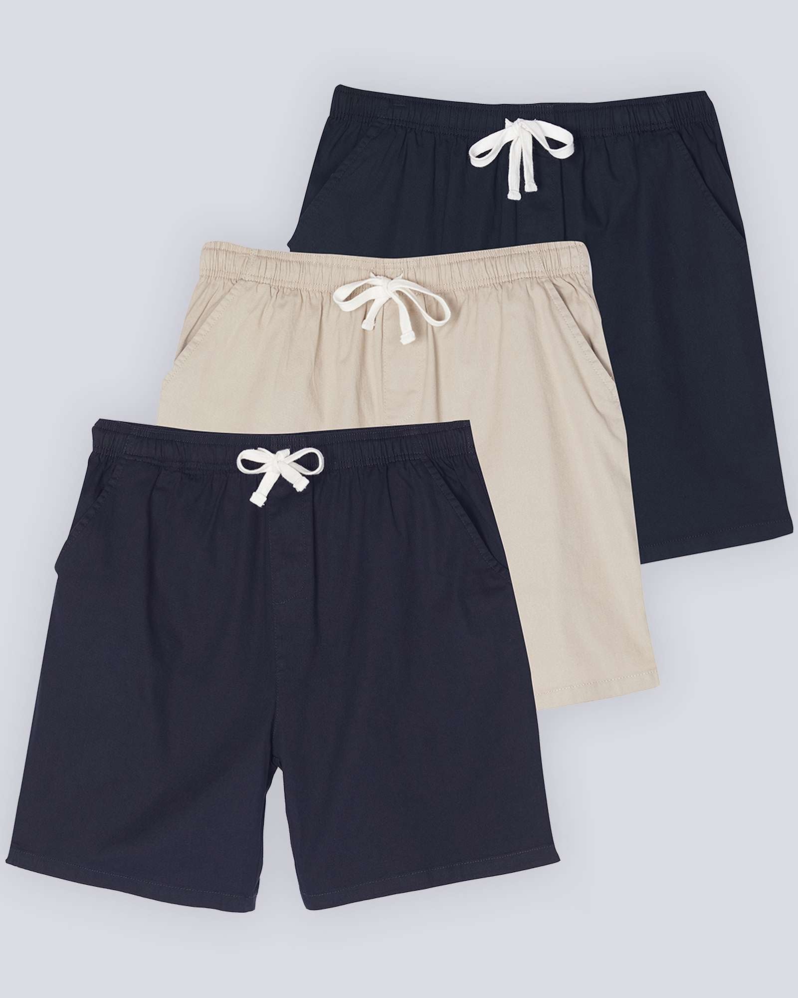 3 Pack: Men's Cotton 7" Walk Short