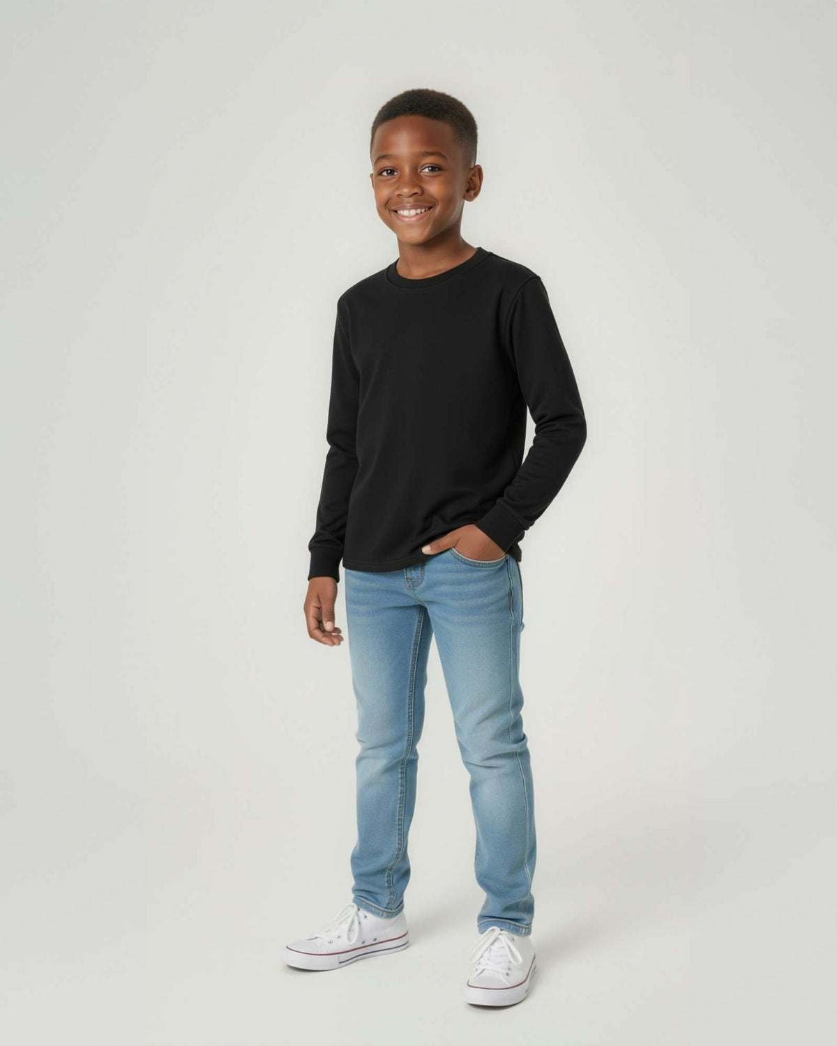 Real Essentials 5 Pack Boys' Cotton Long Sleeve Jersey T Shirts Kids School Youth Tees - Set 7