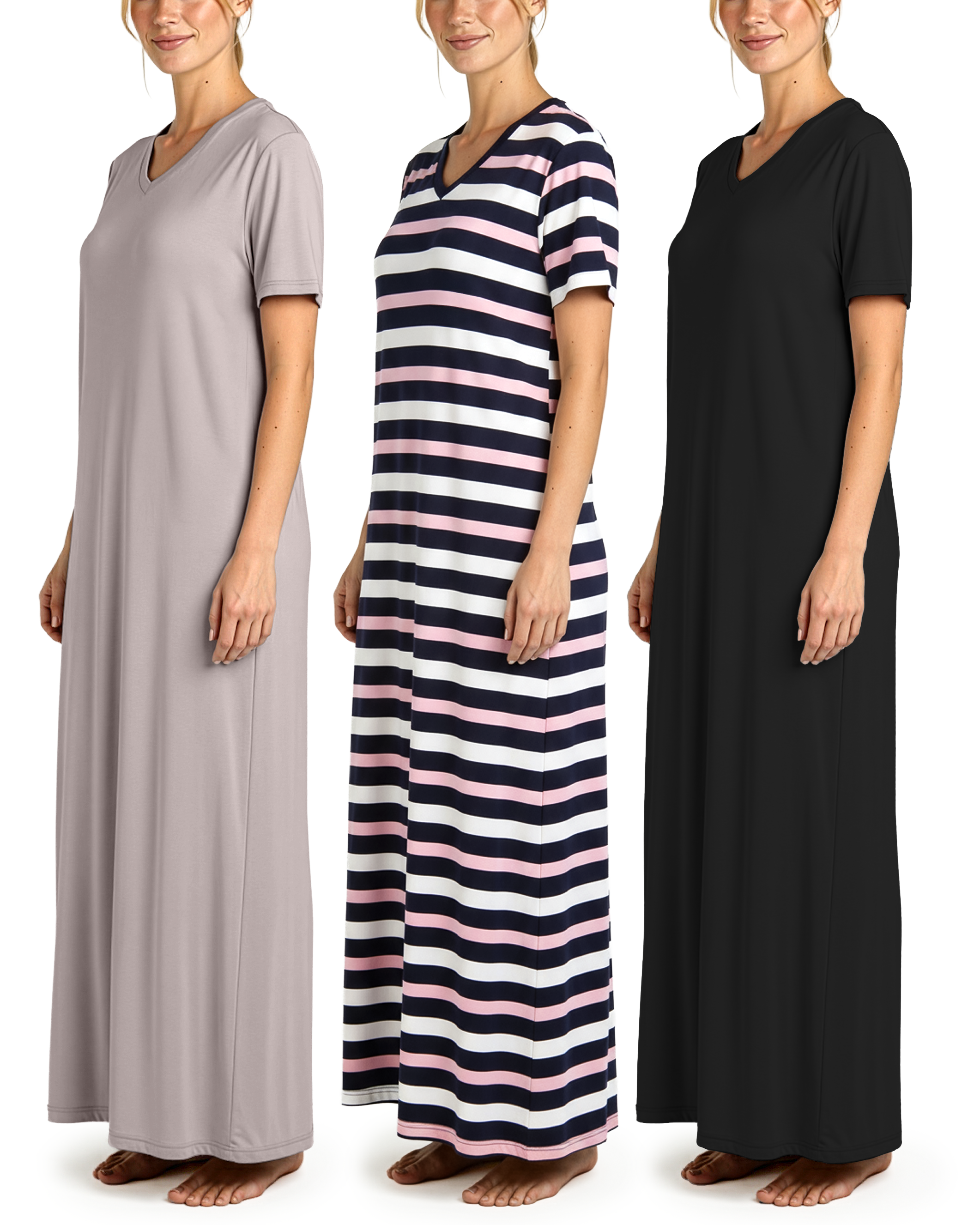 3 Pack: Women's Soft Maxi Nightshirt (Available in Plus Size)