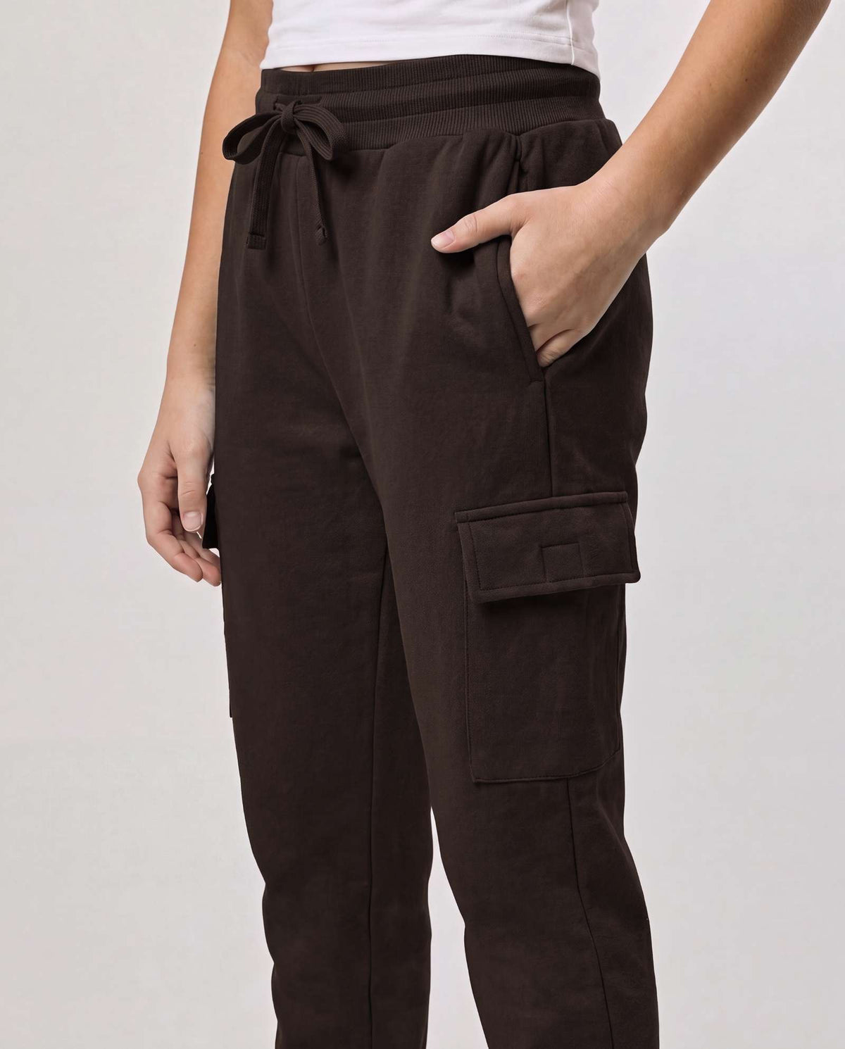 Real Essentials 3 Pack Girls Fleece Cargo Joggers Sweatpants Kids Pants Teen Girl Athletic - Solid Black, Solid Chocolate Torte, Solid Moonbeam