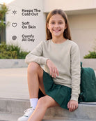 Real Essential 3 Pack Girls' Fleece Crewneck Sweatshirts Sweaters Kids Teens Pullover Tops - Solid Black, Solid Chocolate Torte, Solid Moonbeam