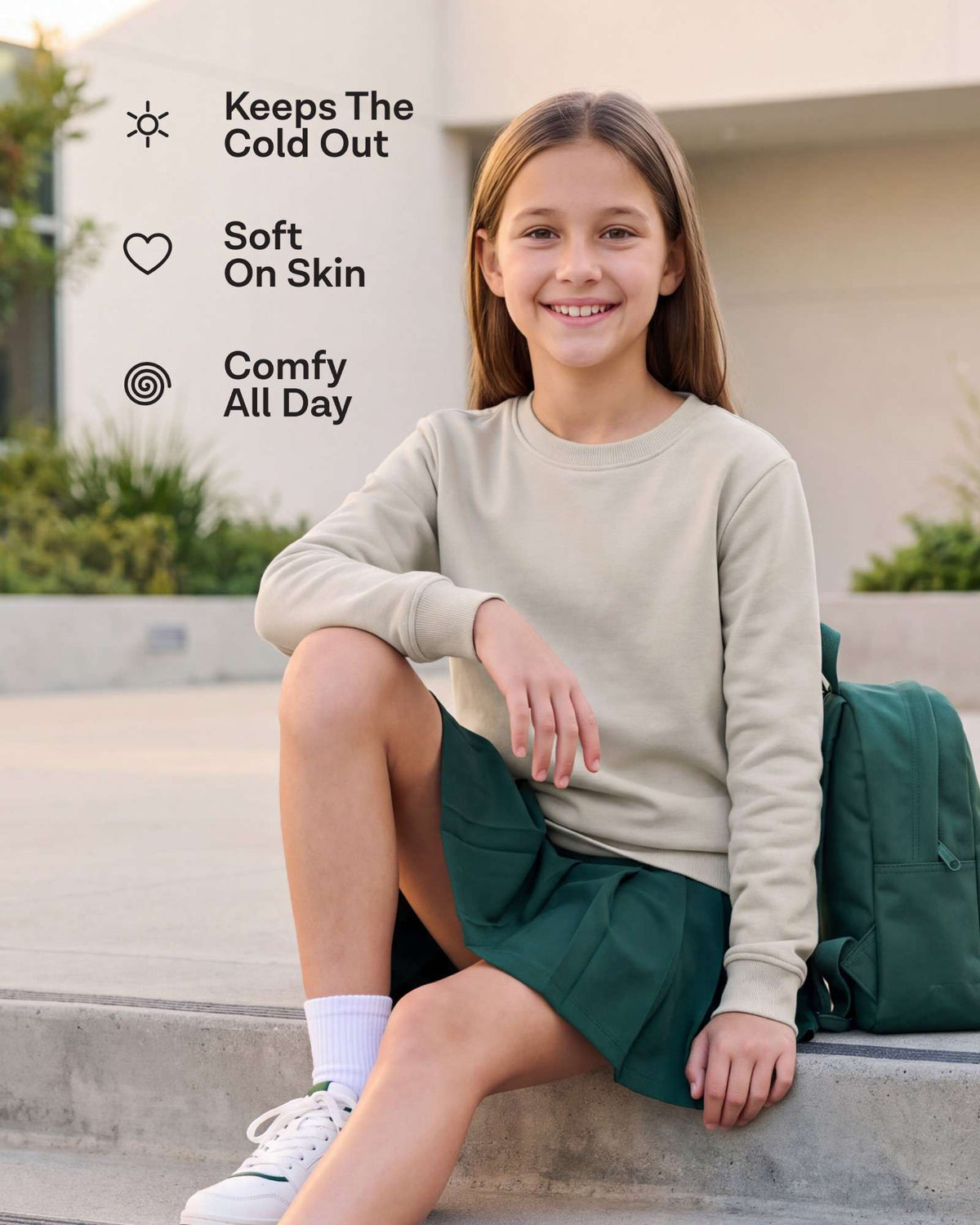 Real Essential 3 Pack Girls' Fleece Crewneck Sweatshirts Sweaters Kids Teens Pullover Tops - Solid Black, Solid Chocolate Torte, Solid Moonbeam
