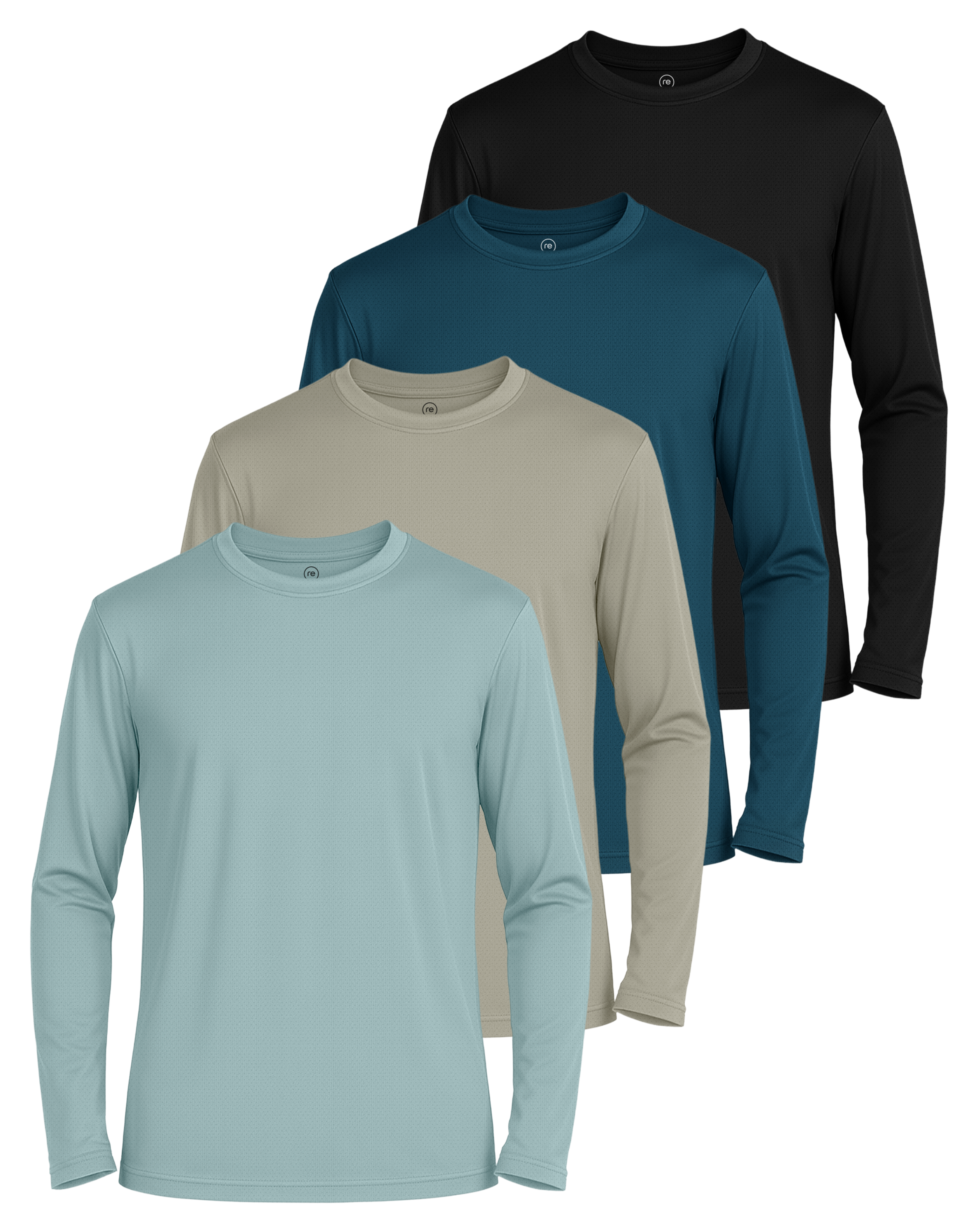 Real Essentials 4 Pack: Boys' Mesh Long Sleeve Athletic T-Shirt - Kids Teens Youth Active Tees Running Tops (Ages 4-18)