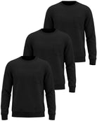 Real Essentials 3 Pack Mens Fleece Pocket Sweatshirt Pullover Long Sleeve Shirts Sweater - Solid Black, Solid Black, Solid Black