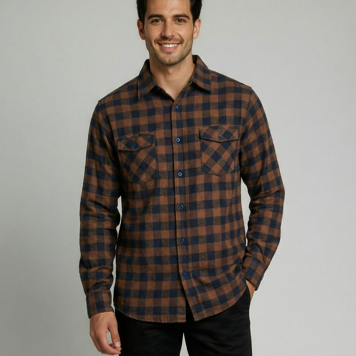 3 Pack: Men's Long-Sleeve Flannel Shirt – Real Essentials