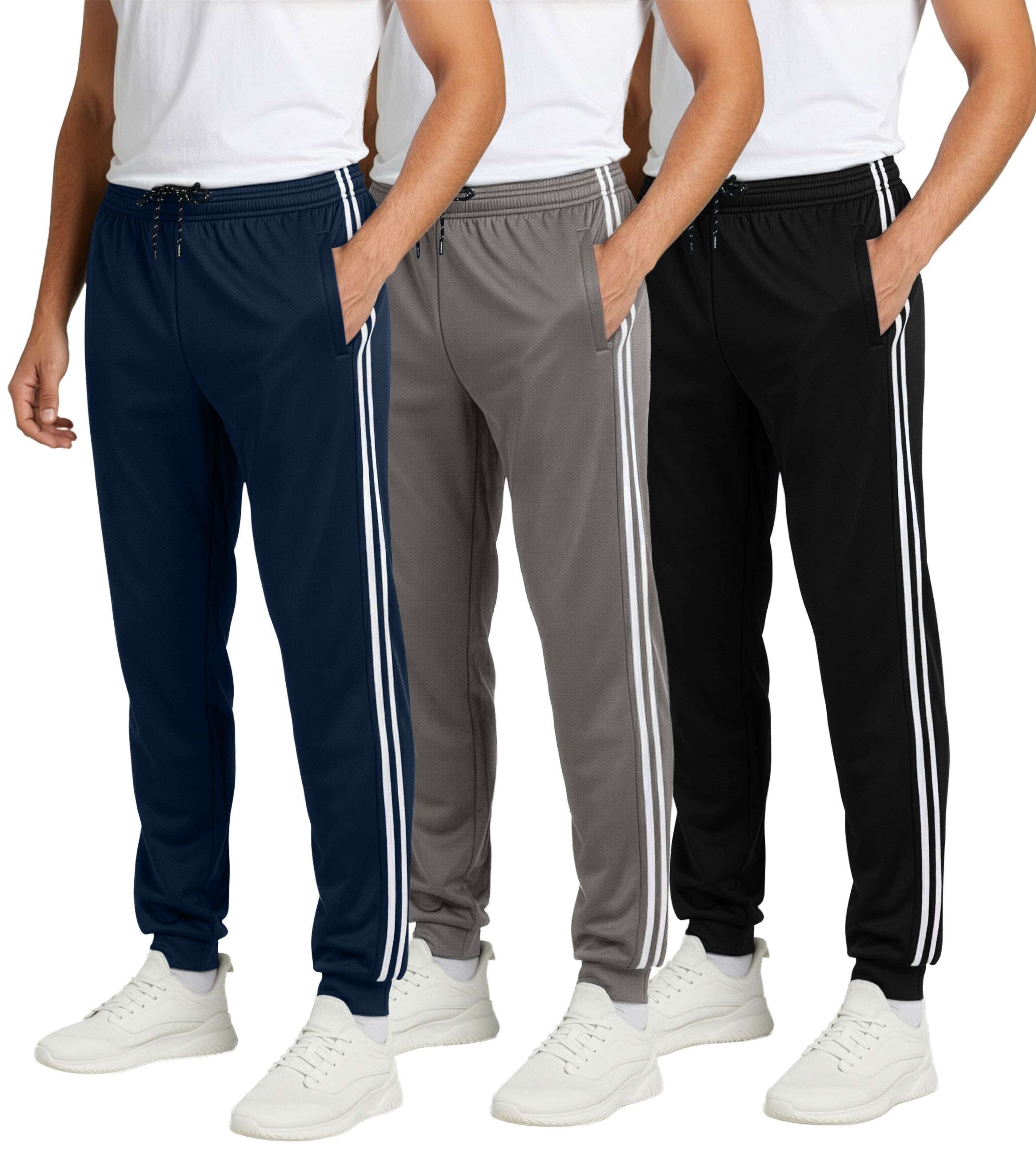 3 Pack: Mens Mesh Active Jogger Sweatpants