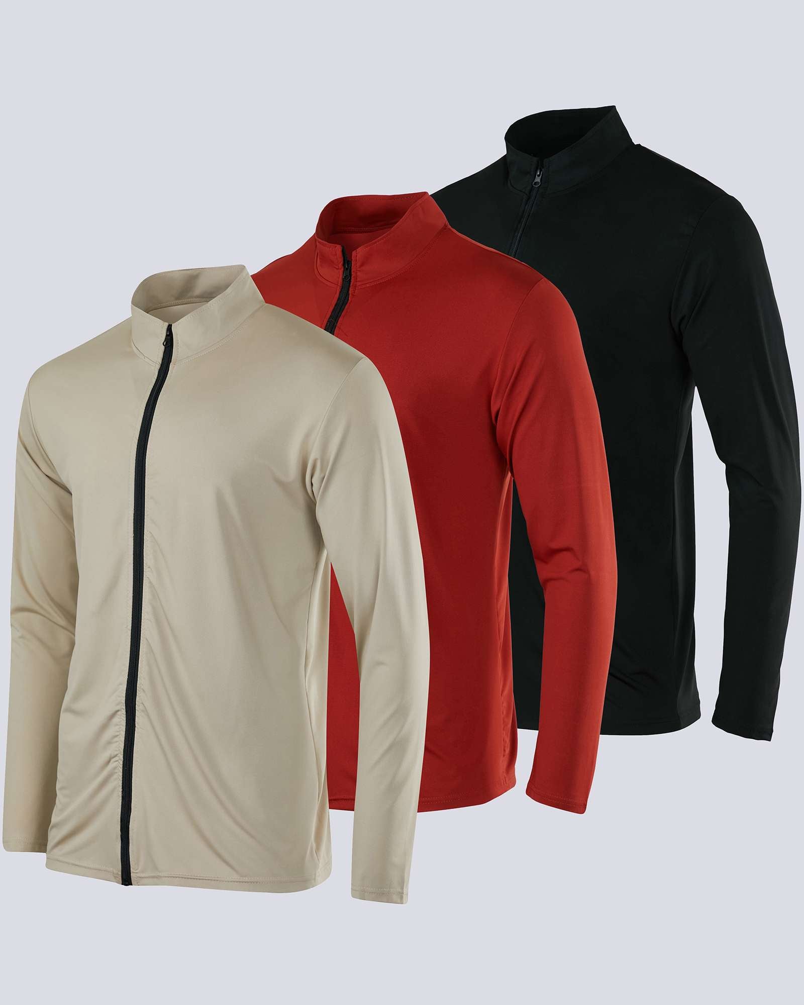 3 Pack: Mens Dry-Fit Full Zip Mock Neck Jacket