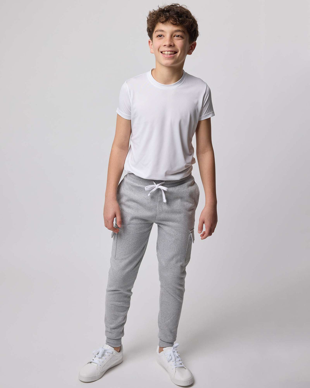 Real Essentials 3 Pack Boys' Cotton Cargo Fleece Joggers Sweatpants Pockets Athletic Kids - Set 4