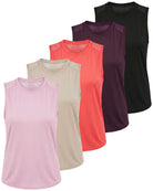 Real Essentials 5 Pack Women's Dry Fit Tank Tops Sleeveless Racerback Athletic Workout - Set 4