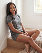Real Essentials 2 Pack Women's Pajama Sets 2 Piece Boxy Tee Sleep Shorts PJs Sleepwear Cute - Charcoal Heather, Solid Iceberg Green