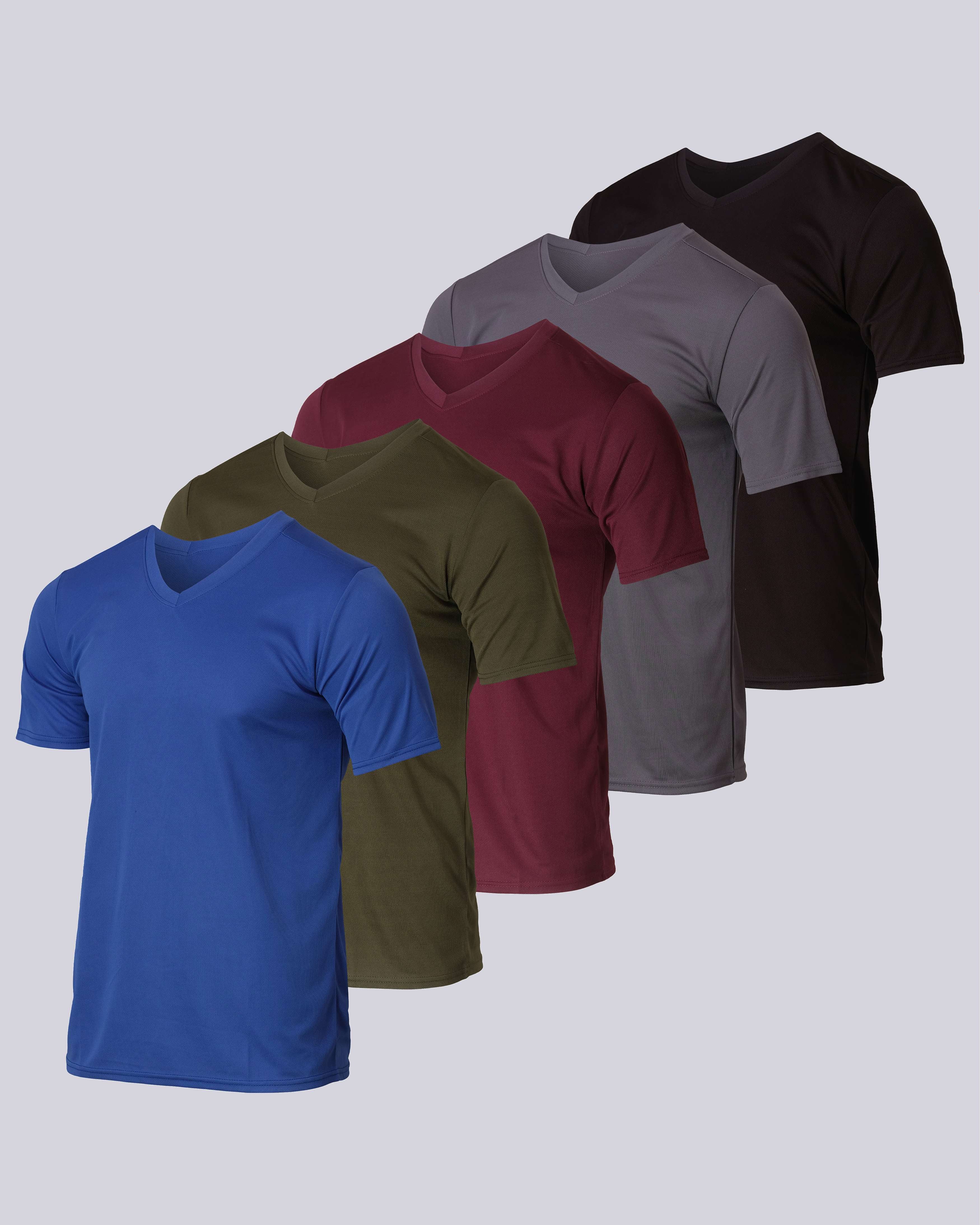 5 Pack: Mens V-Neck Mesh Active Short Sleeve T-Shirt (Available in Big & Tall)